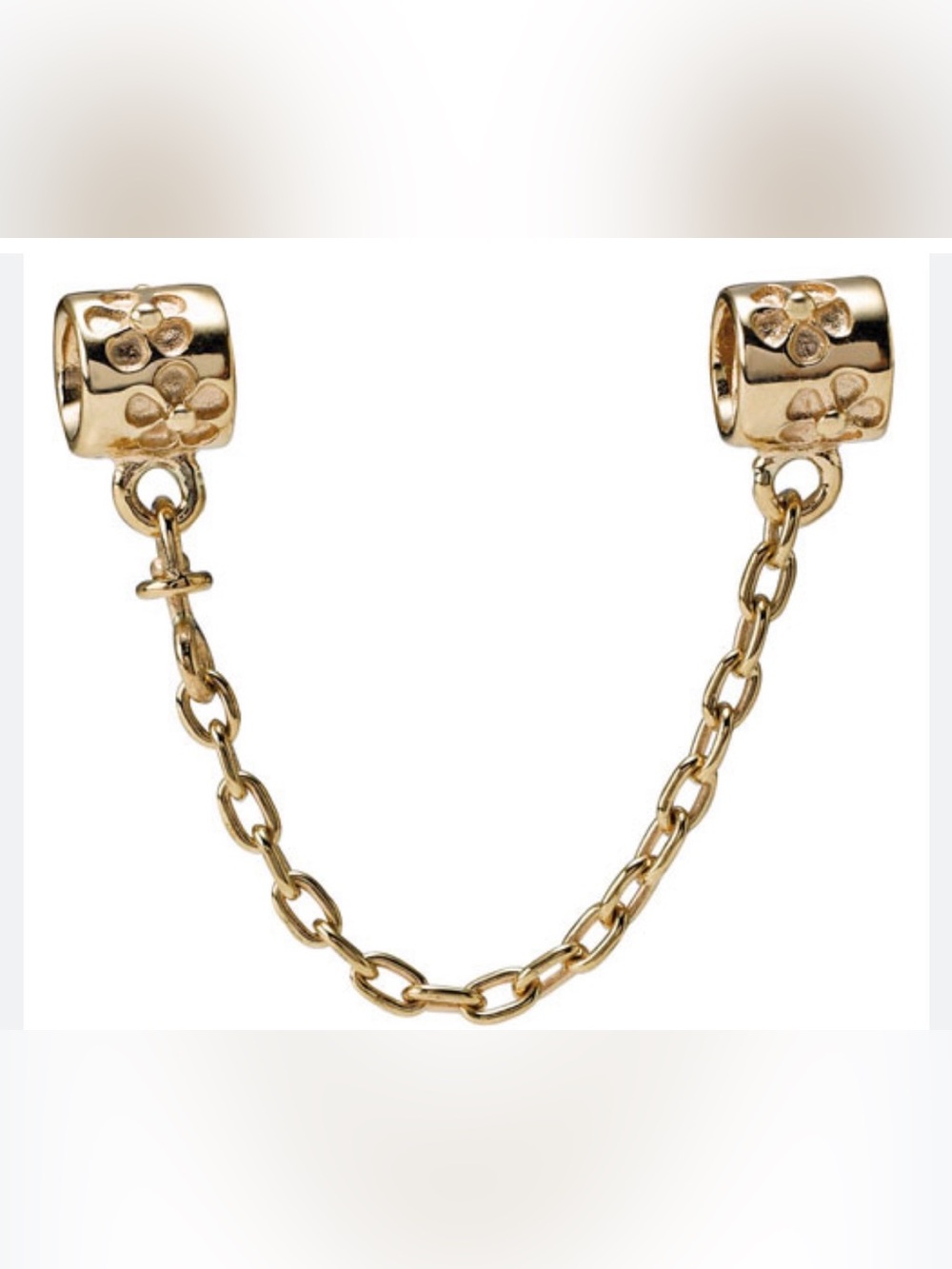 Pandora retired solid 14K gold Silver Floral Safety Chain